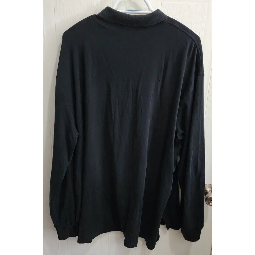 Polo Ralph Lauren Black Long Sleeve Red Pony Polo Shirt Size XL 100% Cotton‎